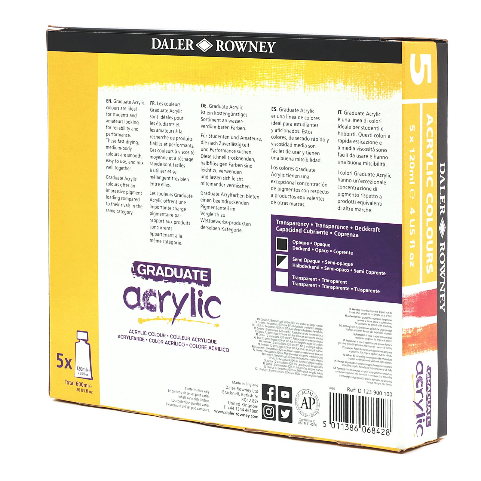 DALER ROWNEY Graduate set akrilnih barv 5 x 120 ml