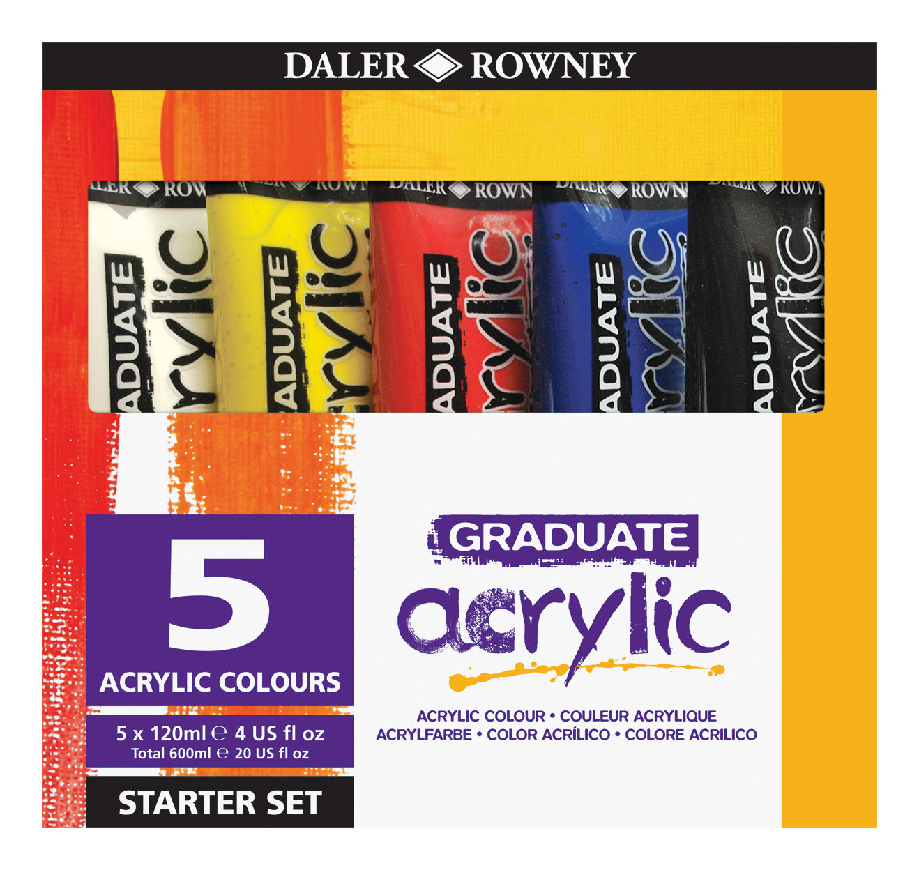 DALER ROWNEY Graduate set akrilnih barv 5 x 120 ml