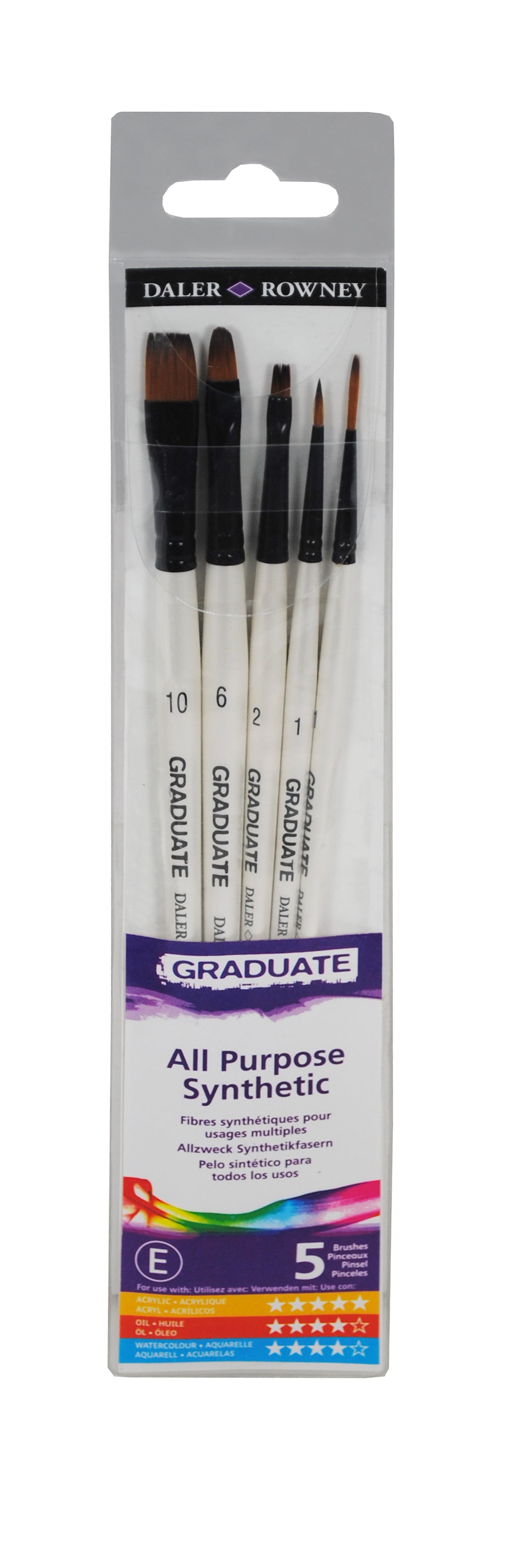 Set univerzalnih sintetičnih čopičev DALER ROWNEY Graduate – 5 kosov