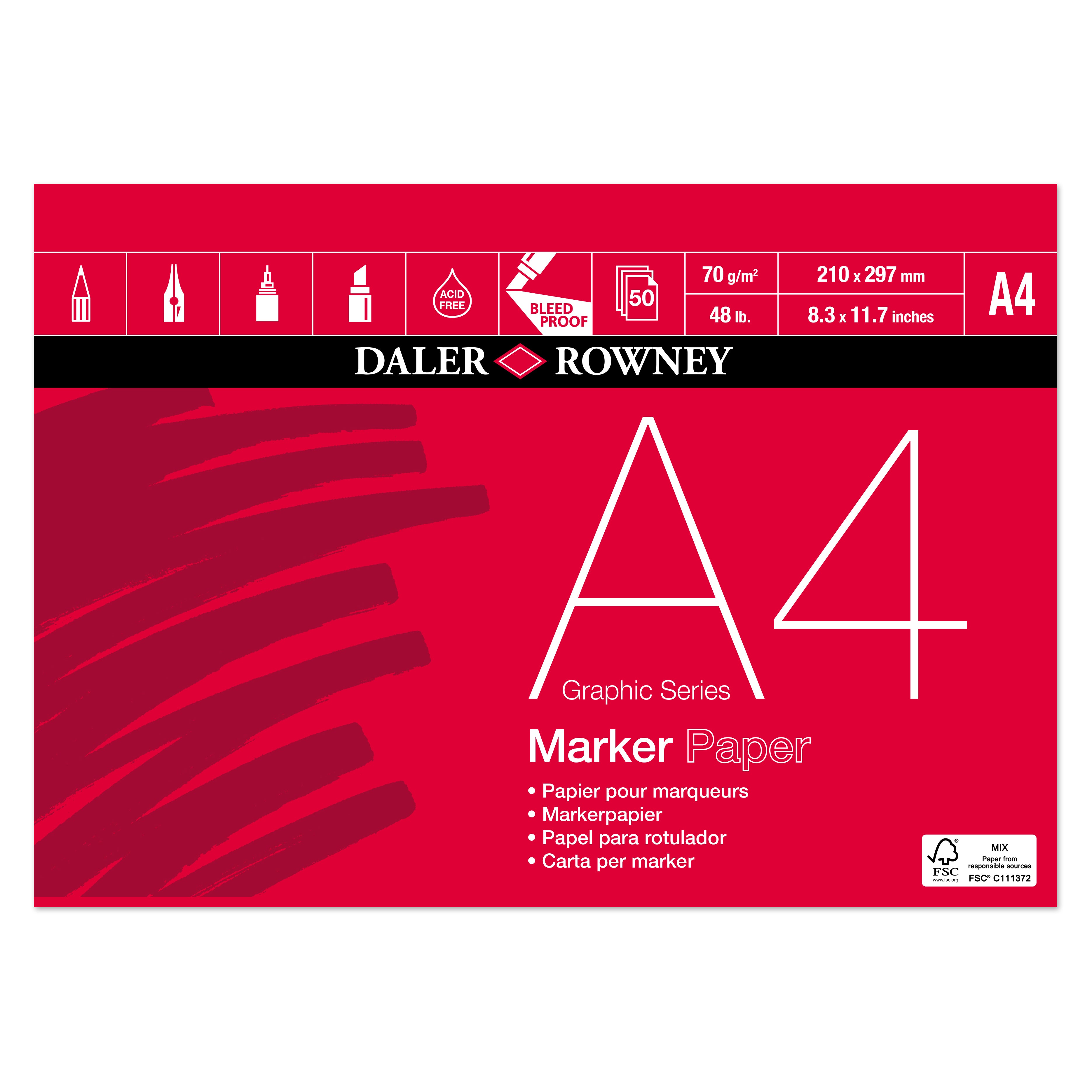 Blok za flomastre DALER ROWNEY Marker Graphic A4 70g 50 listov