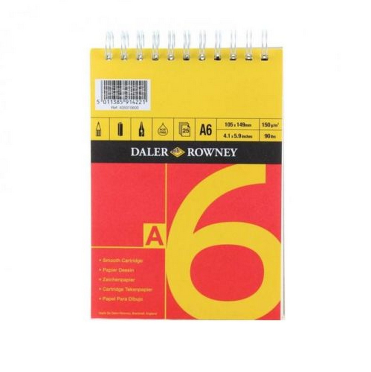DALER ROWNEY D&R Red & Yellow skicirka A6 150 g 25L lepljena