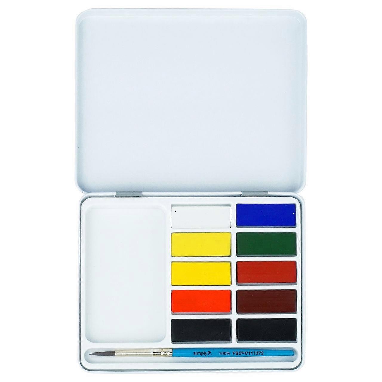 DALER ROWNEY Simply akvarelni set 10 polovičnih posodic s čopičem