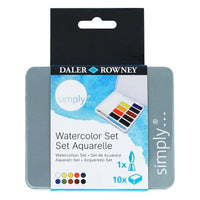 DALER ROWNEY Simply akvarelni set 10 polovičnih posodic s čopičem