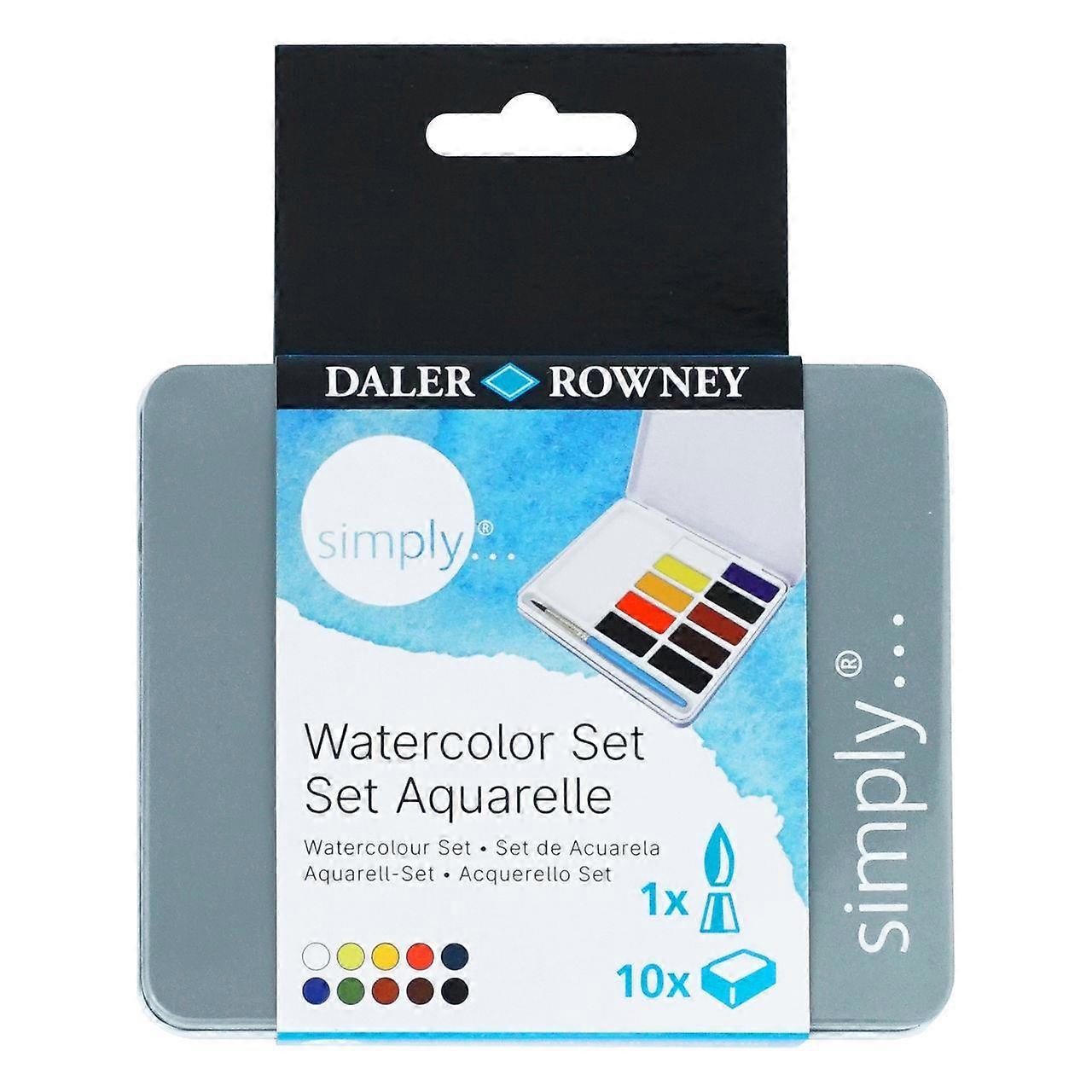 DALER ROWNEY Simply akvarelni set 10 polovičnih posodic s čopičem