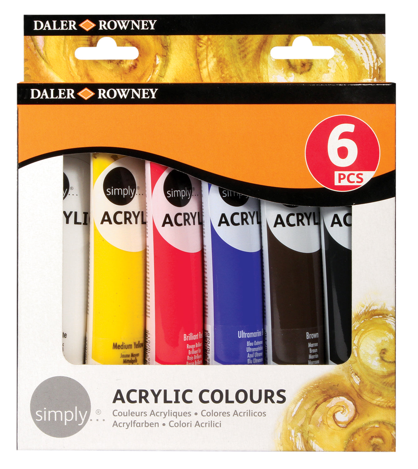 DALER ROWNEY D&R Simply set akrilnih barv 6 x 75 ml