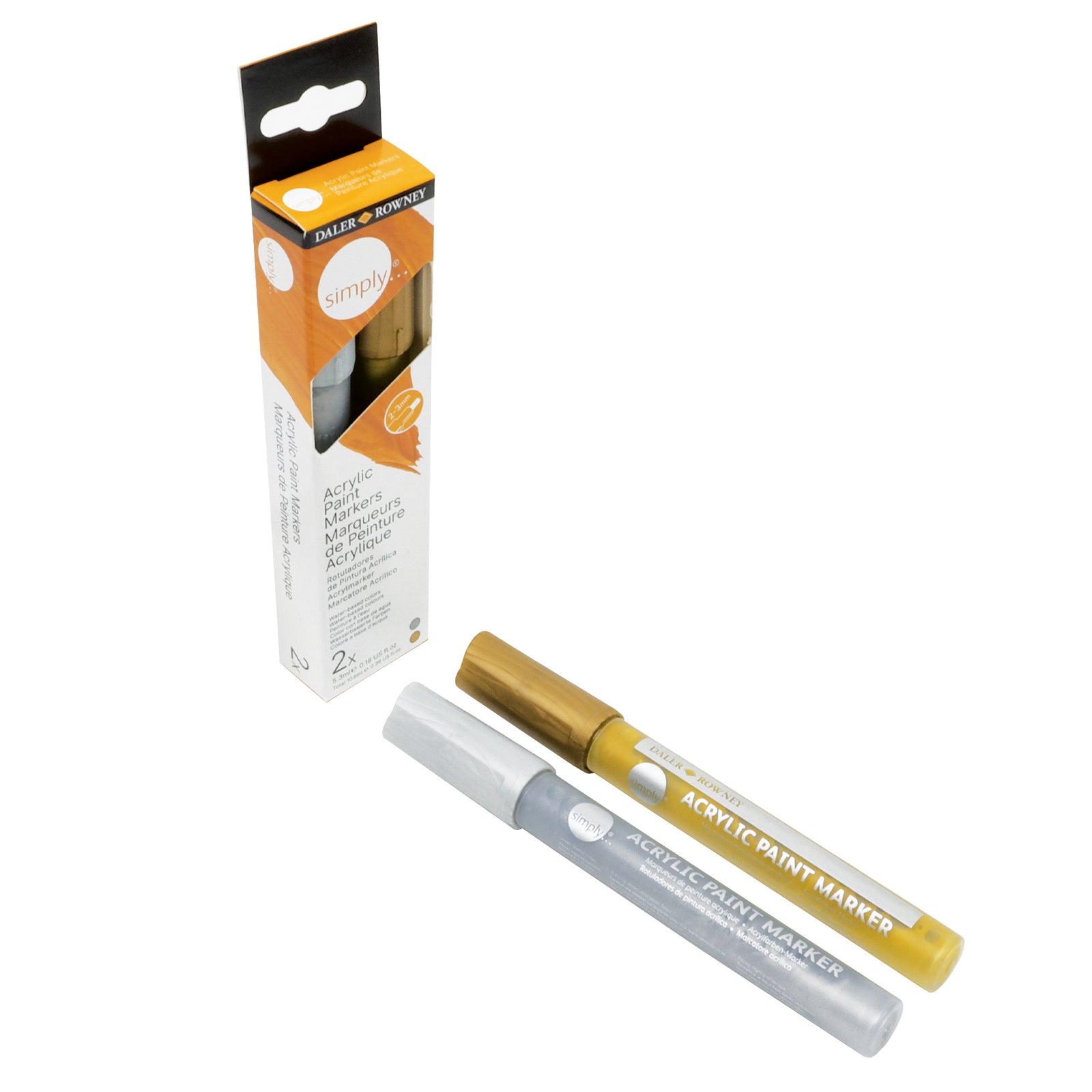 DALER ROWNEY Simply set akrilnih flomastrov zlata in srebrna 2 kos