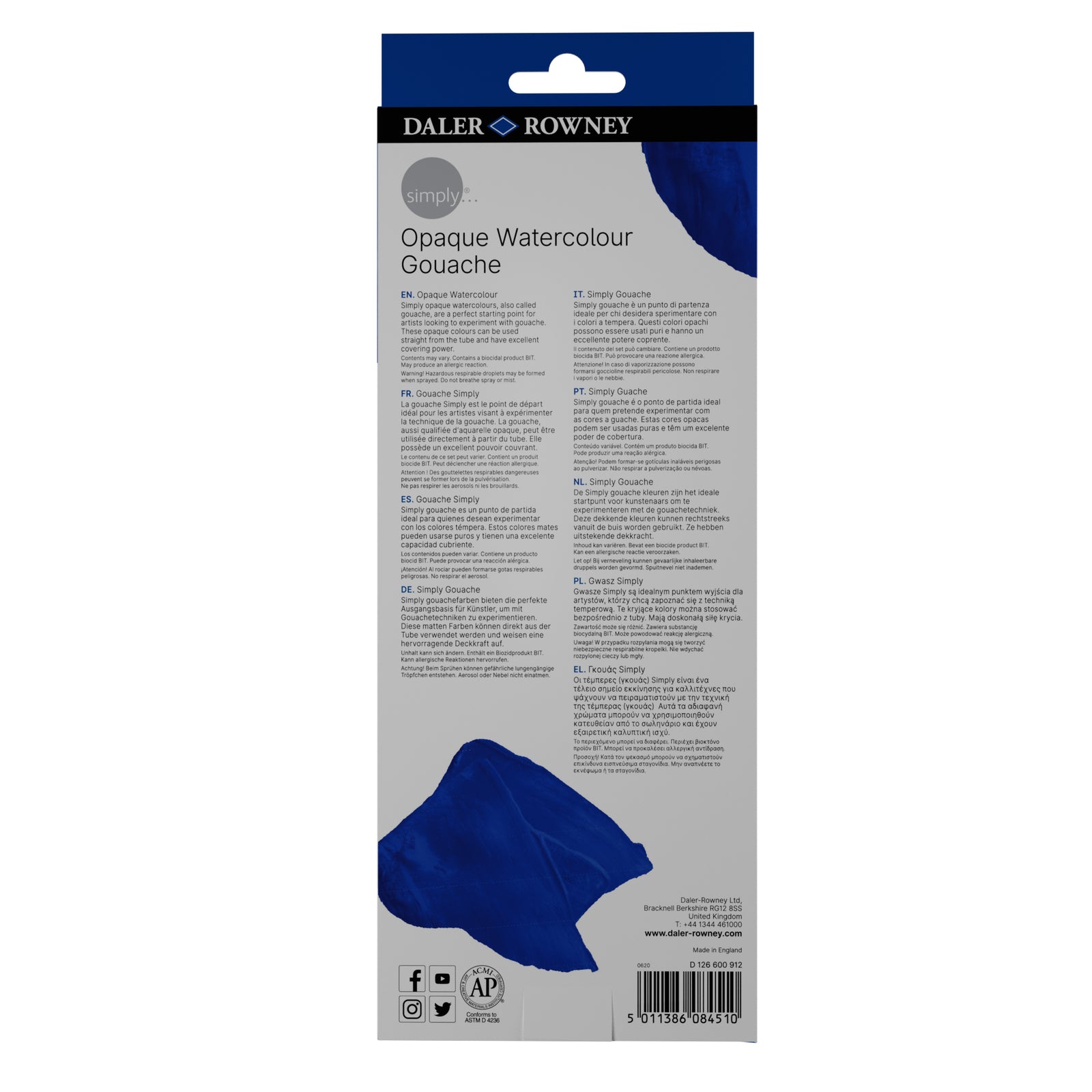 DALER ROWNEY Simply set gvaš barv 12 x 12 ml