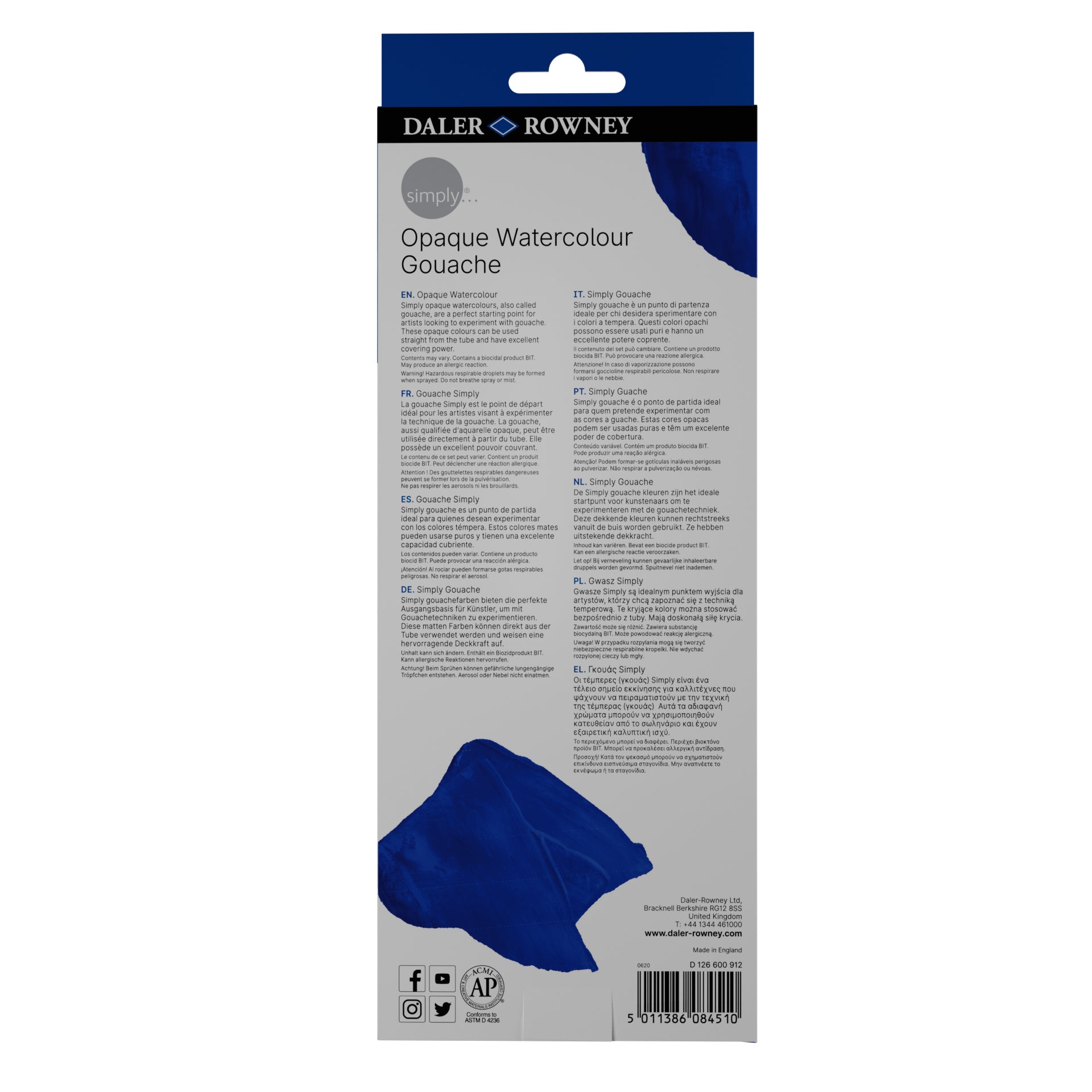 DALER ROWNEY Simply set gvaš barv 12 x 12 ml