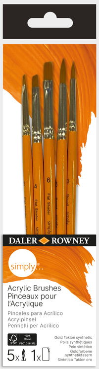 DALER ROWNEY Simply set čopičev za akril 5 kos (2x Round, 3x Flat Shader)