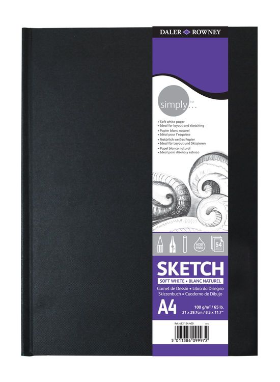 Skicirka DALER ROWNEY Simply ekstra bela 100 g A4 54L trda vezava