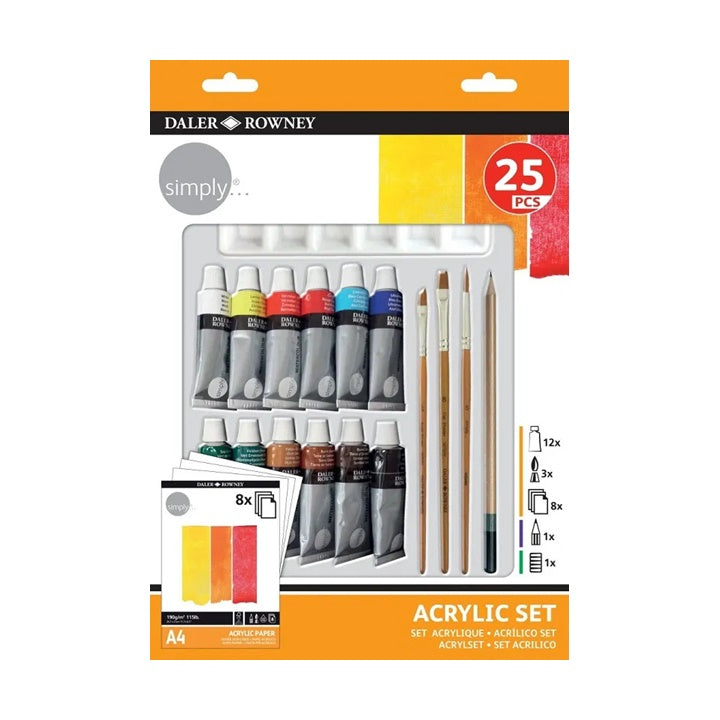 Daler Rowney Akrilni komplet z dodatki 25 kosov