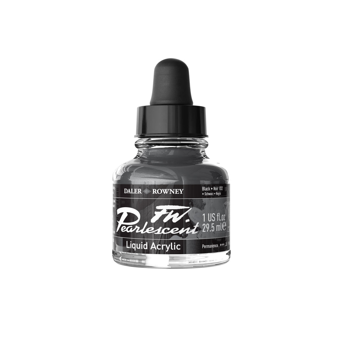 DALER ROWNEY FW biserno akrilno črnilo 29,5 ml – Črna