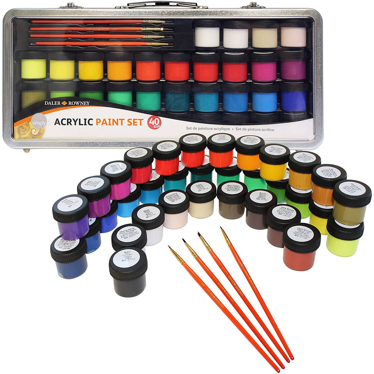 DALER ROWNEY Simply set akrilnih barv 40 kos v kovinskem kovčku