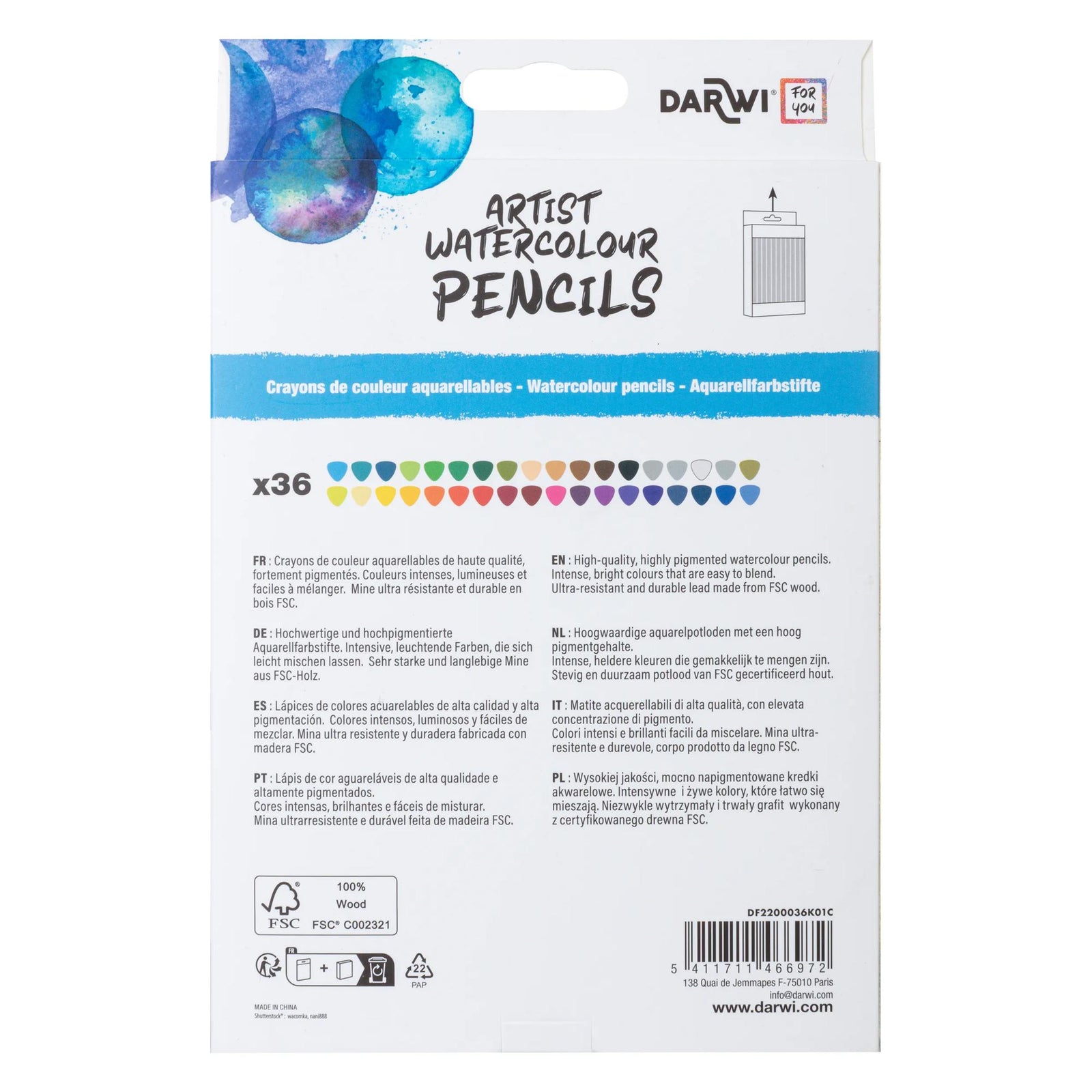 DARWI set akvarelnih barvic – 36 kosov
