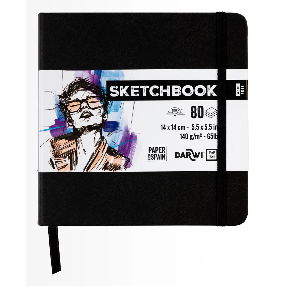 DARWI skicirka Black 14 x 14 cm, 140 g/m2, 80 listov