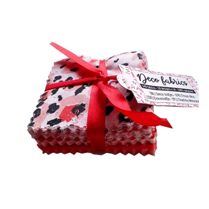 Dekorativne mini tkanine za patchwork tehniko 140 kosov | različni odtenki - rdeče