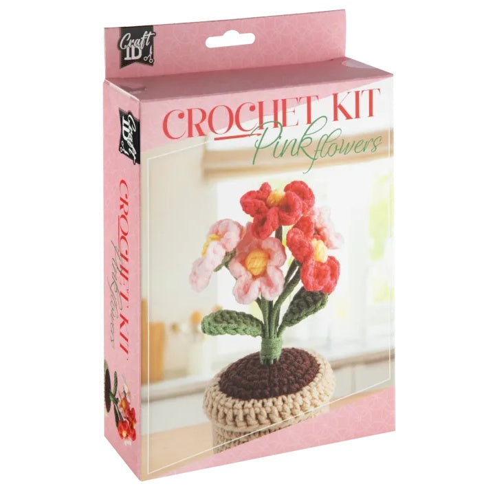 DIY Kvačkanje kit cvetlični lonec roza cvetje