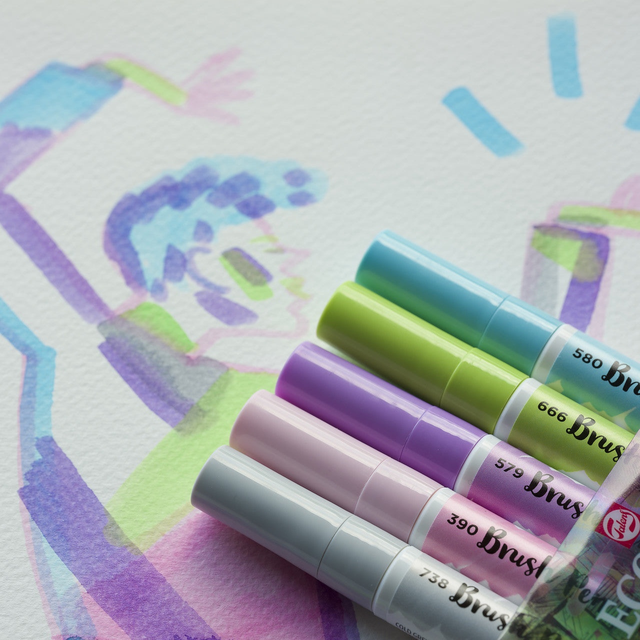 ROYAL TALENS Ecoline set akvarelnih čopičastih flomastrov PASTEL - 5 kosov