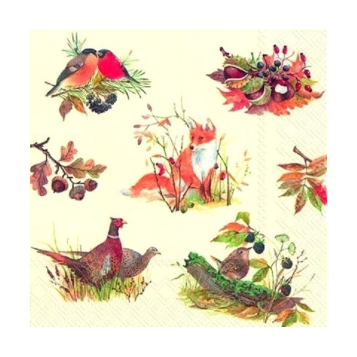 Eko serviete za decoupage Autumn Wildlife - 1 kos