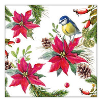 Eko serviete za decoupage Bird on Poinsettia - 1 kos