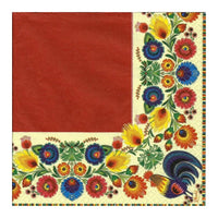 Eko serviete za decoupage Folk Cocks Red & Cream - 1 kos
