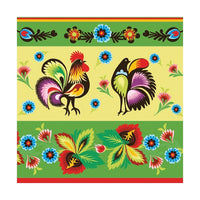 Eko serviete za decoupage Folklore Roosters Green & Cream - 1 kos