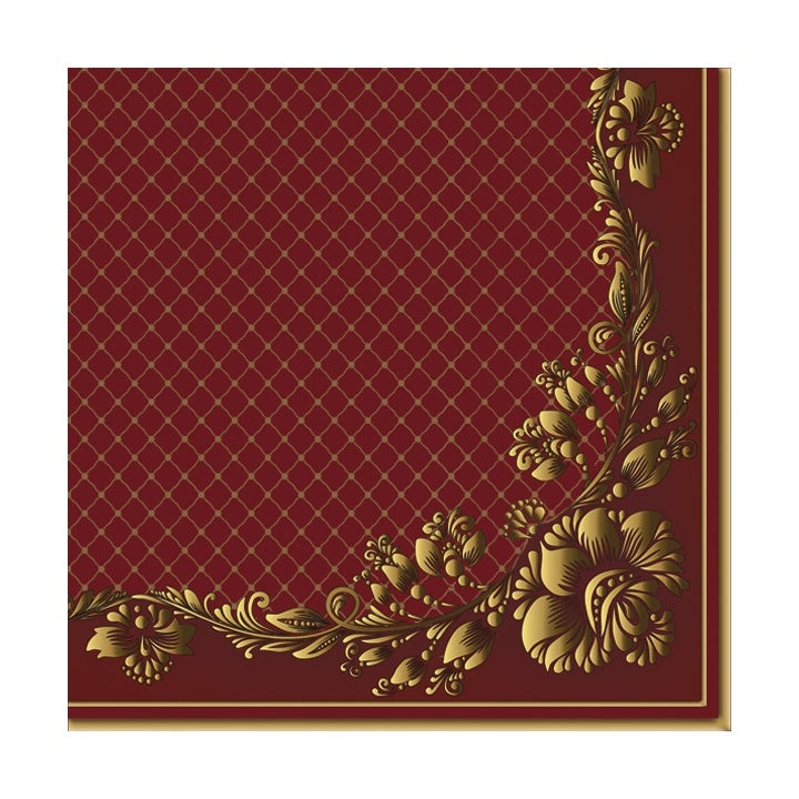 Eko serviete za decoupage Gold Frame and Net on Crimson - 1 kos