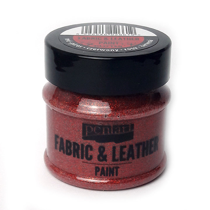 Barva za tekstil in usnje Pentart 50 ml – Glittering rdeča