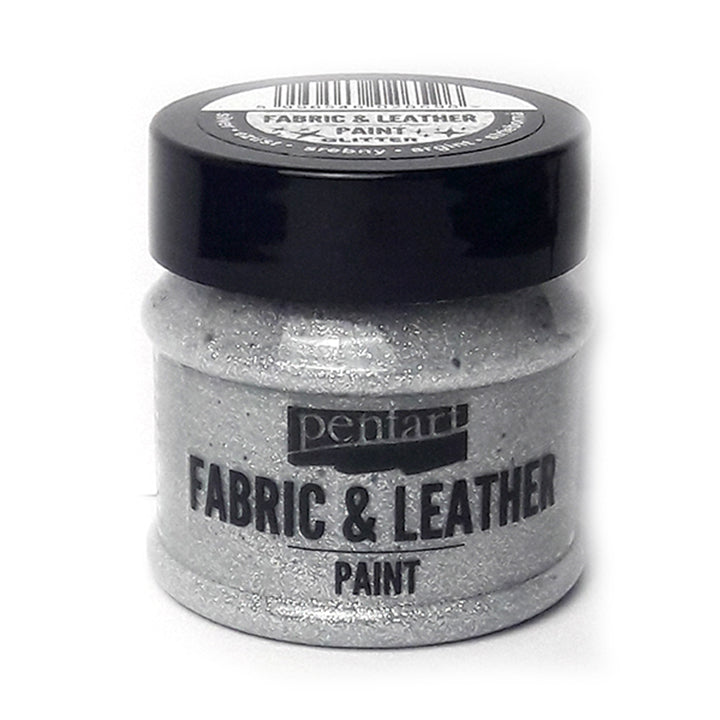 Barva za tekstil in usnje Pentart 50 ml – Glittering srebrna