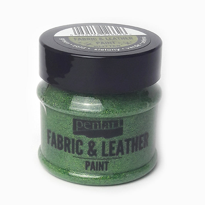 Barva za tekstil in usnje Pentart 50 ml – Glittering zelena