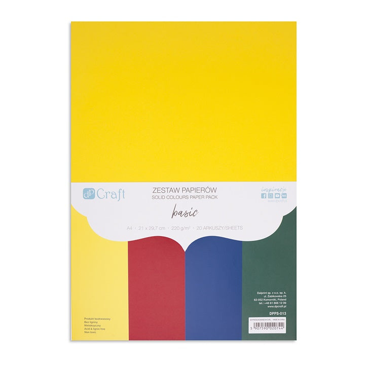 Barvni papir DP Craft - komplet 20 kosov – basic