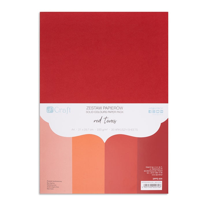 Barvni papir DP Craft - komplet 20 kosov – red tones