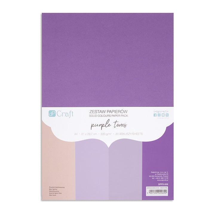 Barvni papir DP Craft - komplet 20 kosov – purple tones