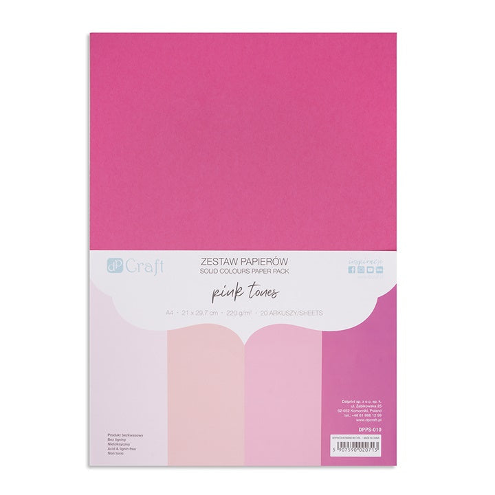 Barvni papir DP Craft - komplet 20 kosov – pink tones