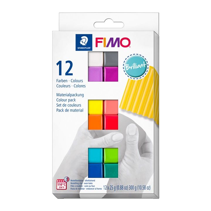 FIMO komplet za mehko polimerno glino, briljantne barve, 12x25g