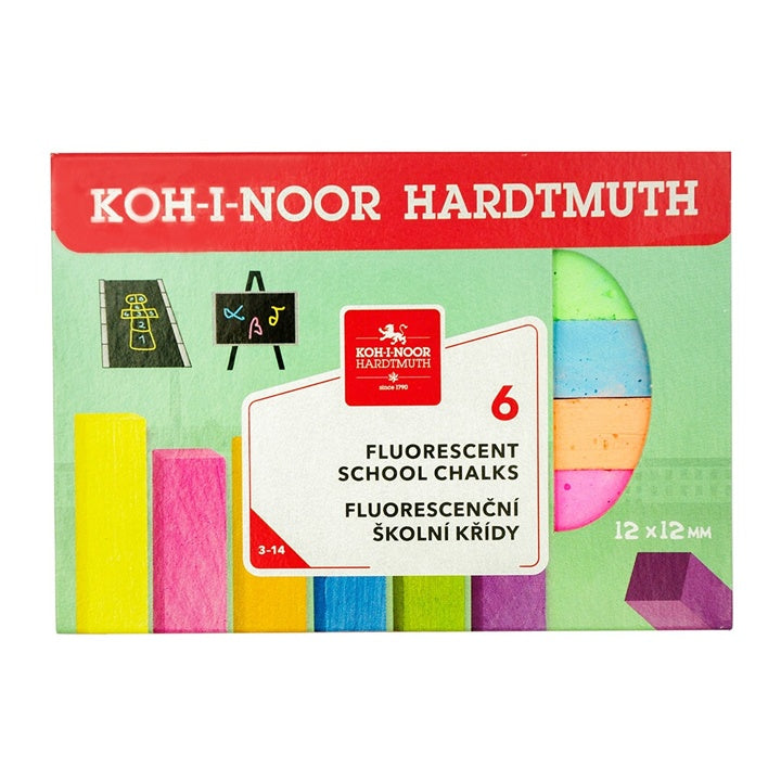 Fluorescenčne šolske krede KOH-I-NOOR, komplet 6 barv