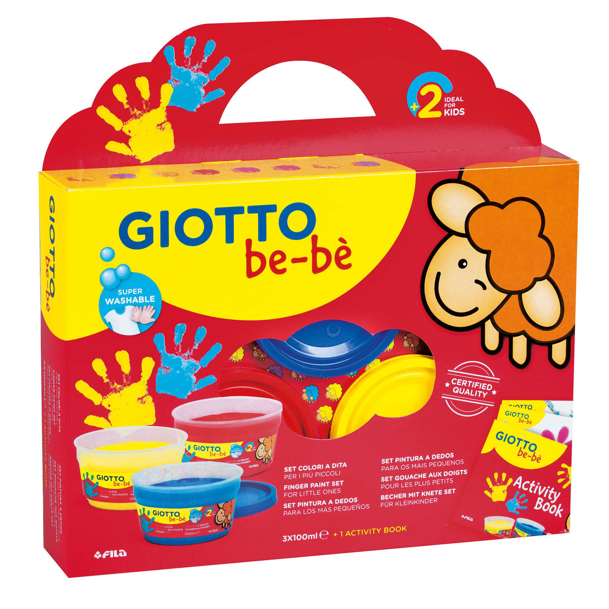 GIOTTO Be-Be komplet prstnih barv 3 x 150 ml s knjižico z aktivnostmi