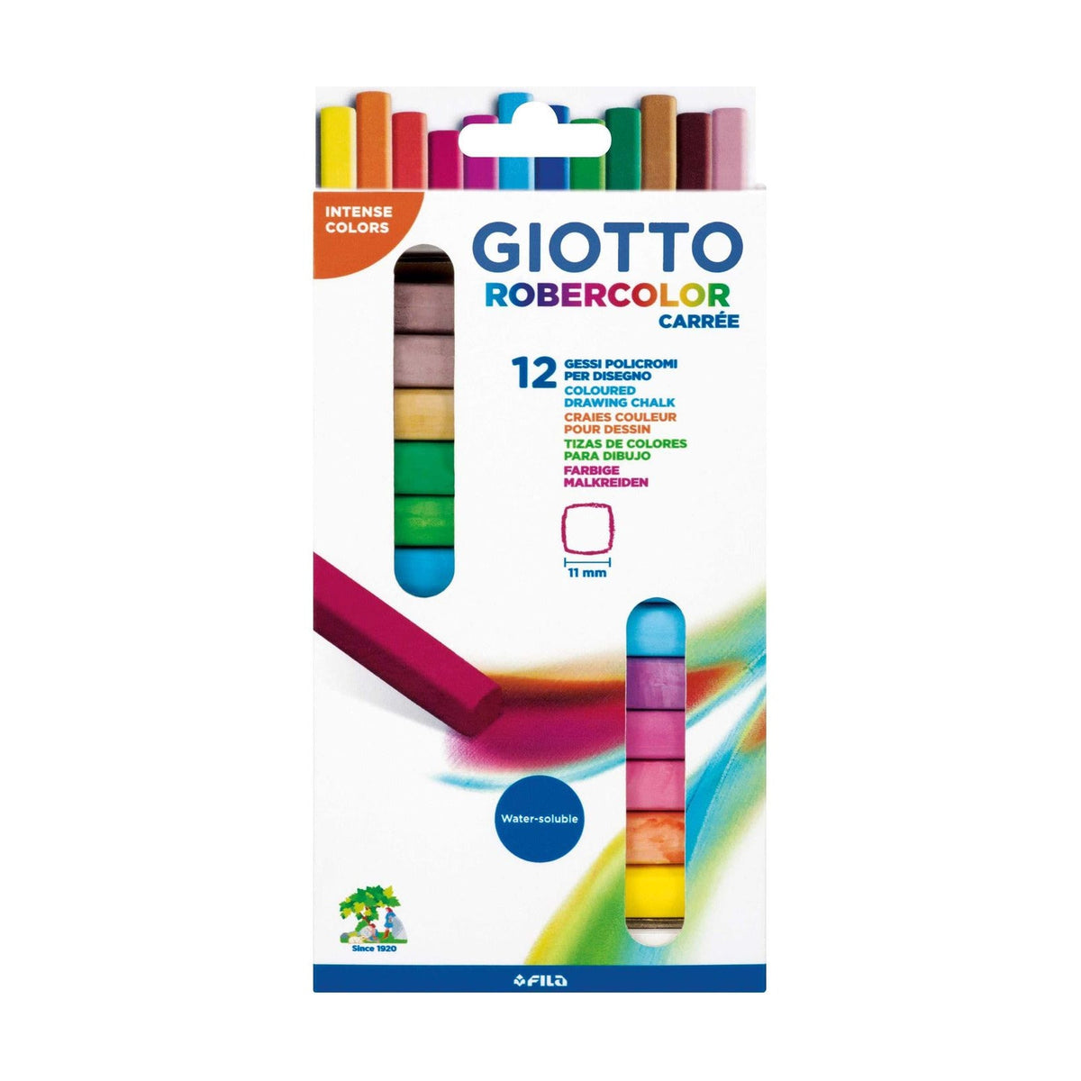 GIOTTO Robercolor Carré brezprašne krede oglate barvne 12 kosov