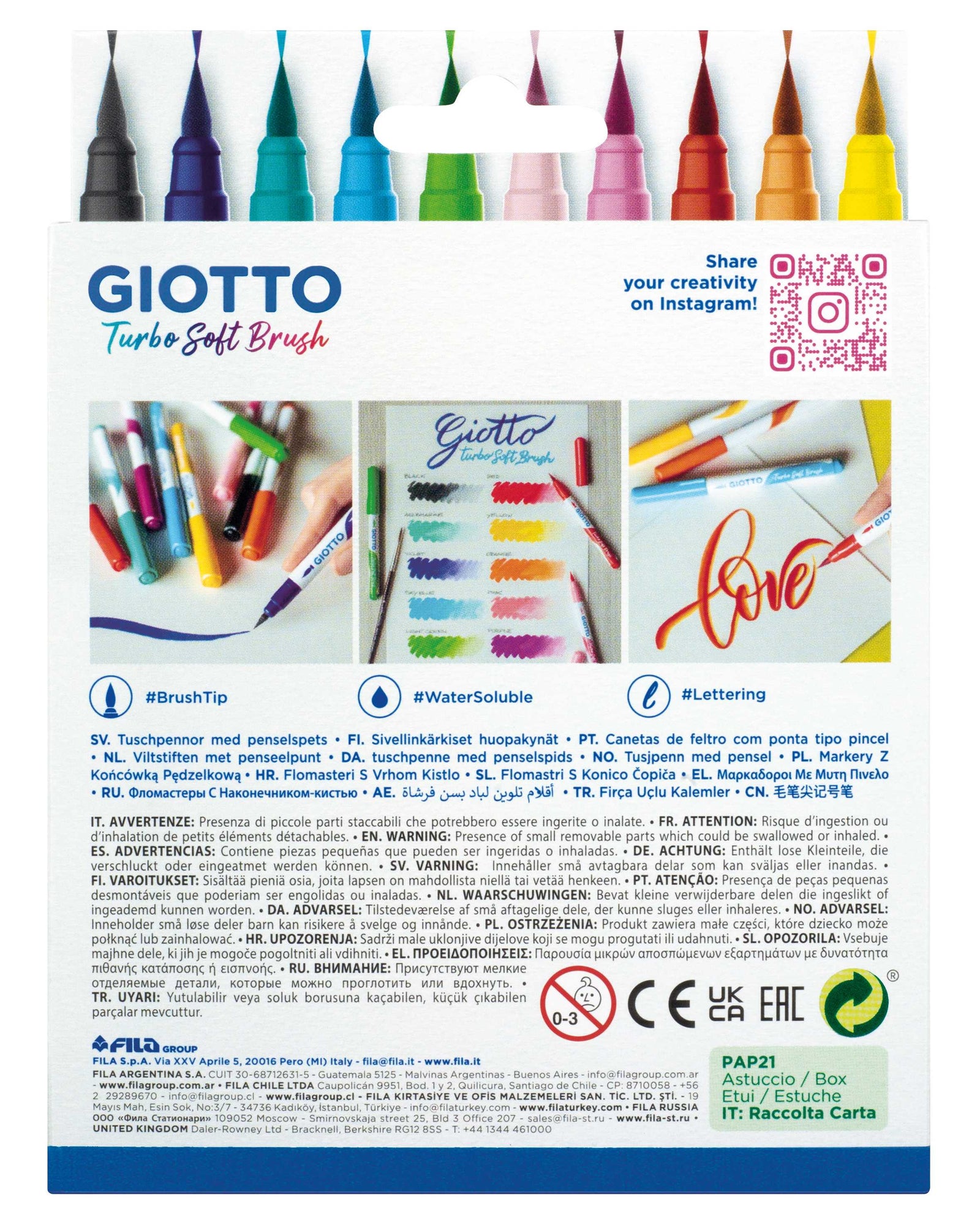 Čopičasti flomastri GIOTTO Turbo Soft Brush - 10 kosov