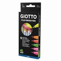 Čopičasti flomastri GIOTTO Turbo Soft Brush Fluo 6 kosov