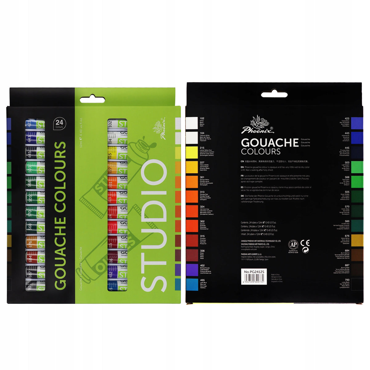 Gvašove barve Phoenix, 12–24 x 12 ml