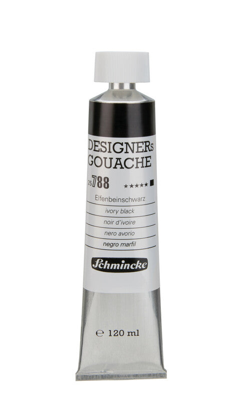 Gvaš barva Schmincke Designers Gouache 120 ml – 788 Slonokoščena črna