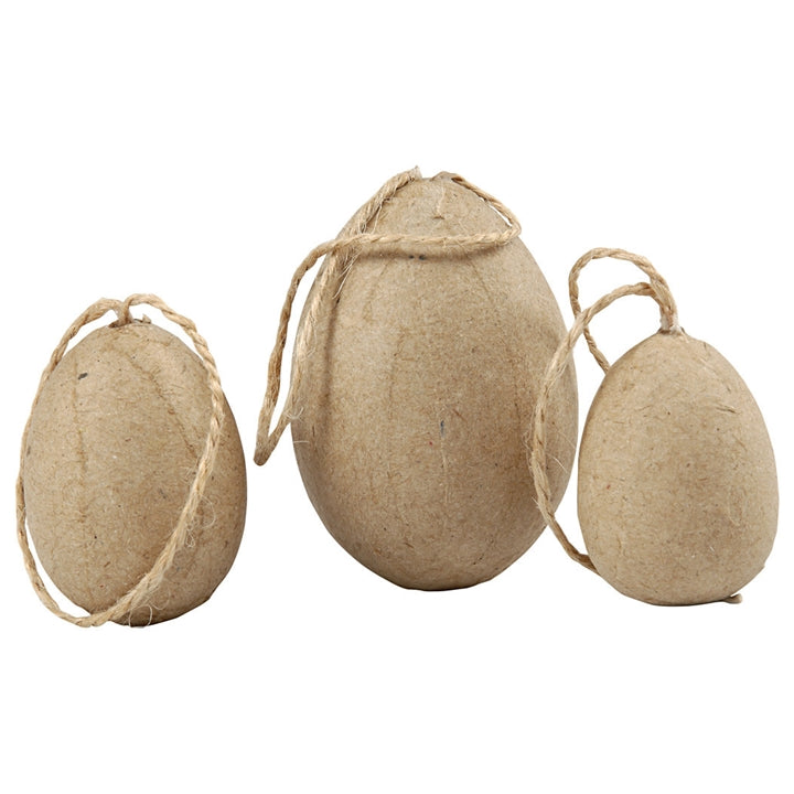 Handmade paper maché jajca z vrvico - set