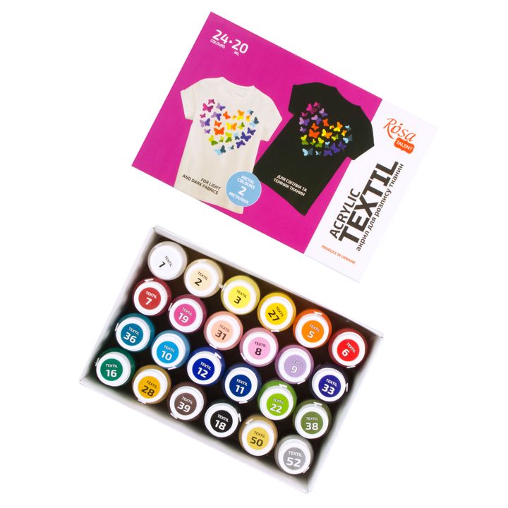 HEART ROSA TALENT Set akrilnih barv za tekstil 24x20 ml – pogled 3