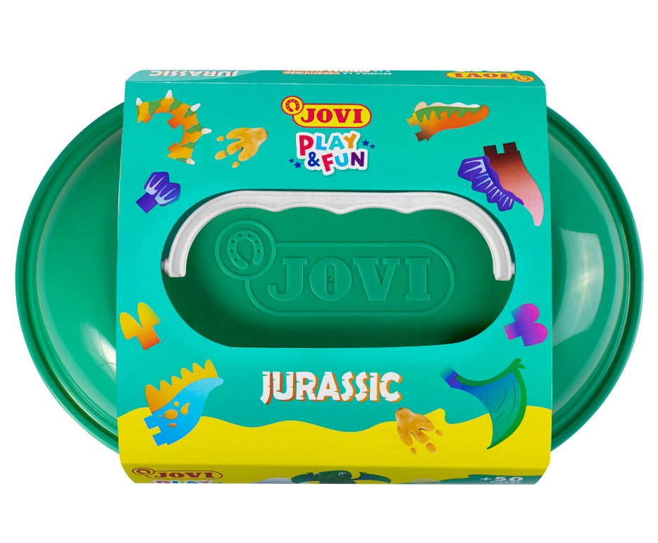 JOVI Play&Fun naravni plastelin v kovčku Jurassic – komplet s pripomočki