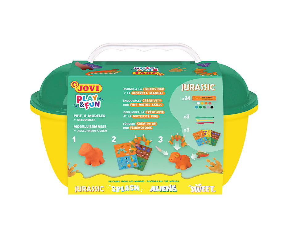 JOVI Play&Fun naravni plastelin v kovčku Jurassic – komplet s pripomočki