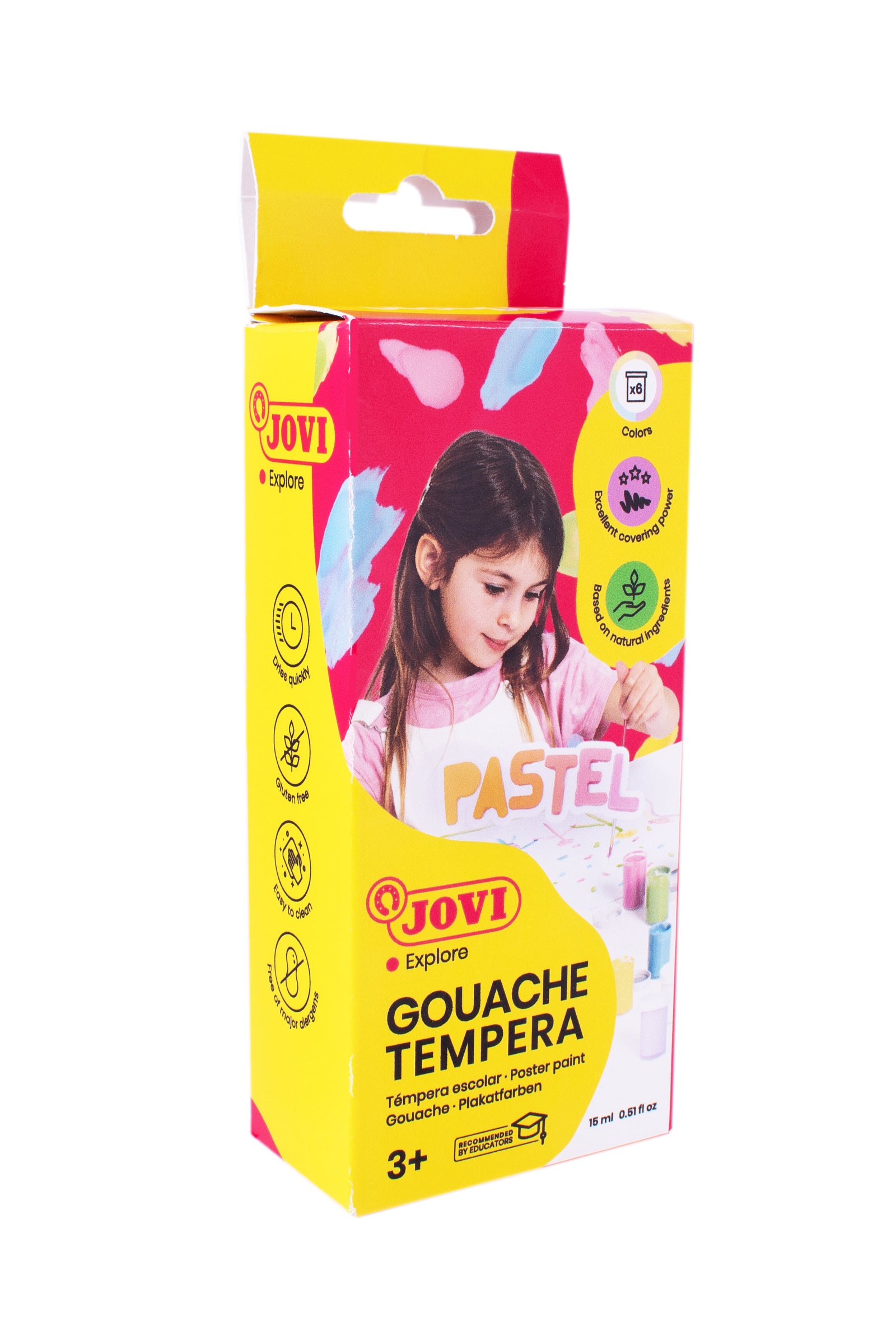 Pastelne tempera barve JOVI Premium 6 x 15 ml s čopičem