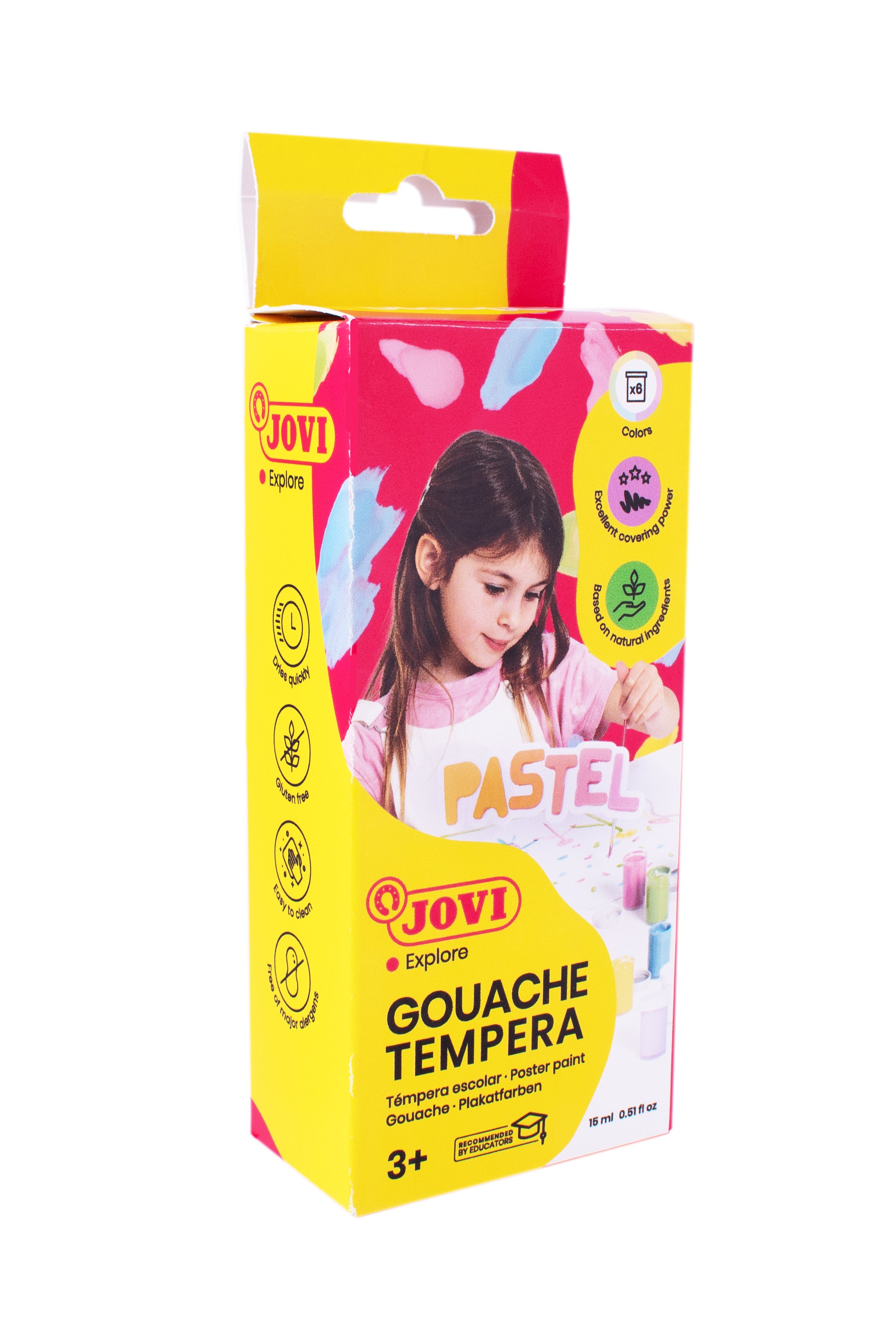 Pastelne tempera barve JOVI Premium 6 x 15 ml s čopičem