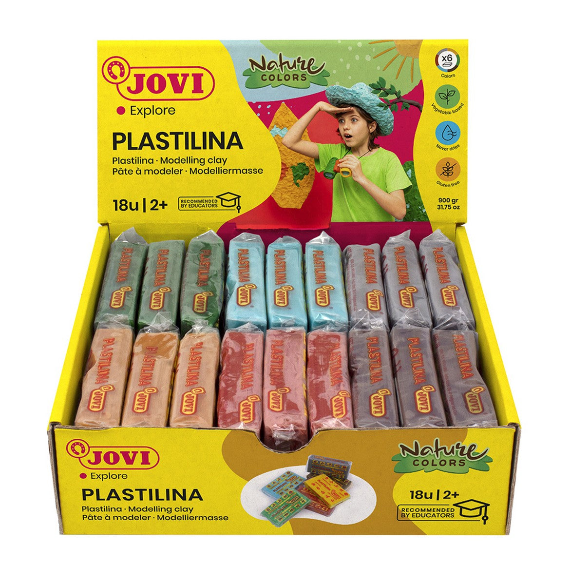 JOVI naravni plastelin naravni odtenki 18 x 50 g