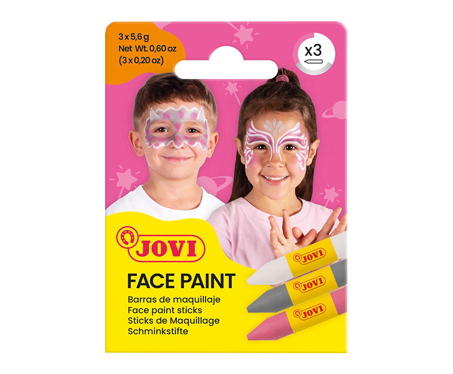 JOVI set barv za obraz v stiku 3 x 5,6 g - roza, srebrna in bela
